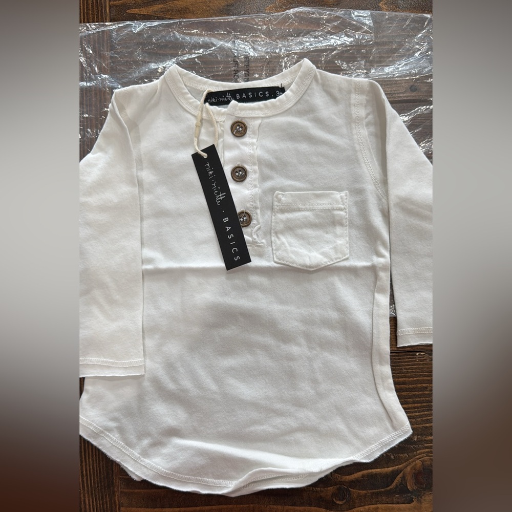 Basics Cream Long Sleeve Kids Tee